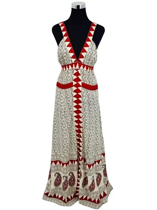 NWOT RARE Jen’s Pirate Booty Paisley Deep V Maxi Dress | Boho Southwestern Indie - Picture 2 of 16